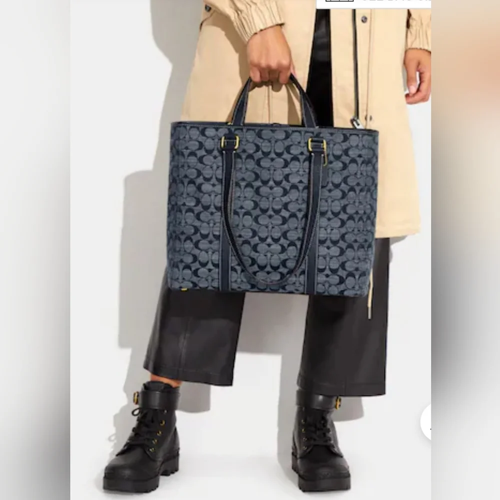 🎀NWT Coach Hudson Double Handle Tote In Signature Chambray 💖 - Picture 10 of 12